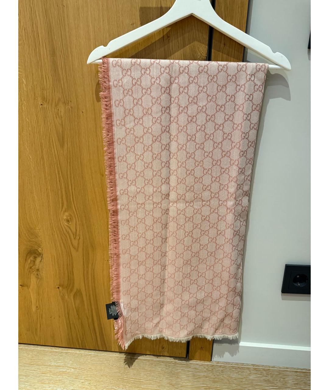 GUCCI Коралловый шерстяной платок, фото 9