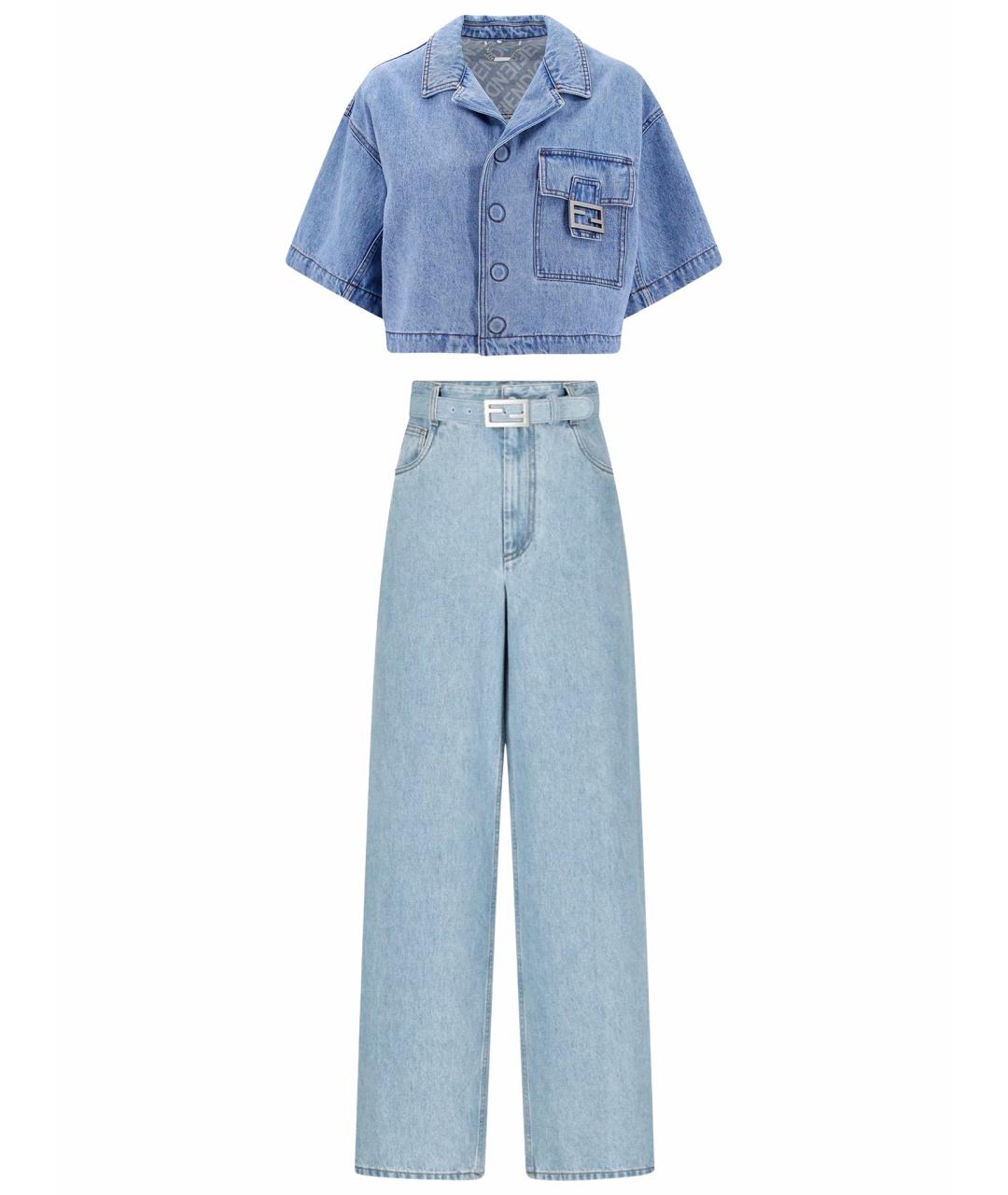 FENDI Серый деним костюм с брюками, фото 1