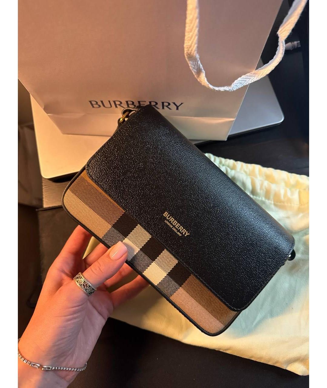 BURBERRY Черная кожаная сумка через плечо, фото 3