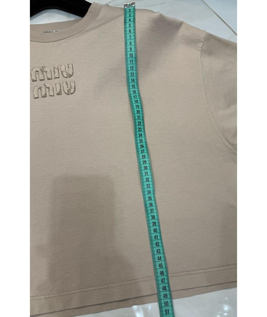 MIU MIU Бежевая хлопковая футболка, фото 7