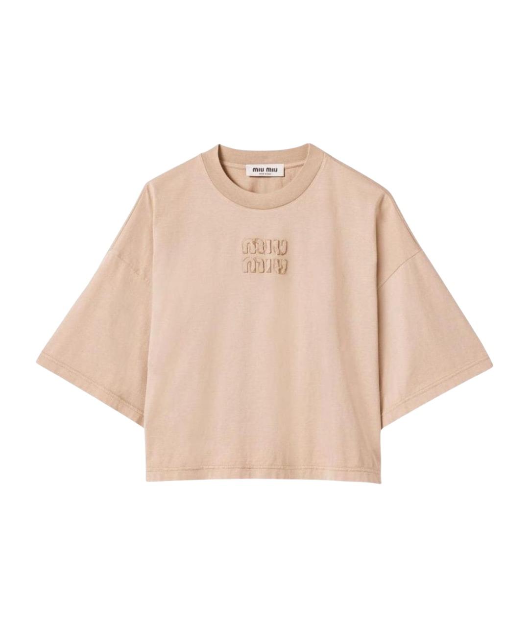 MIU MIU Бежевая хлопковая футболка, фото 1