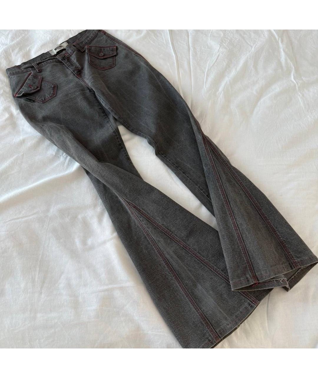 MOSCHINO JEANS Антрацитовые хлопковые джинсы клеш, фото 5