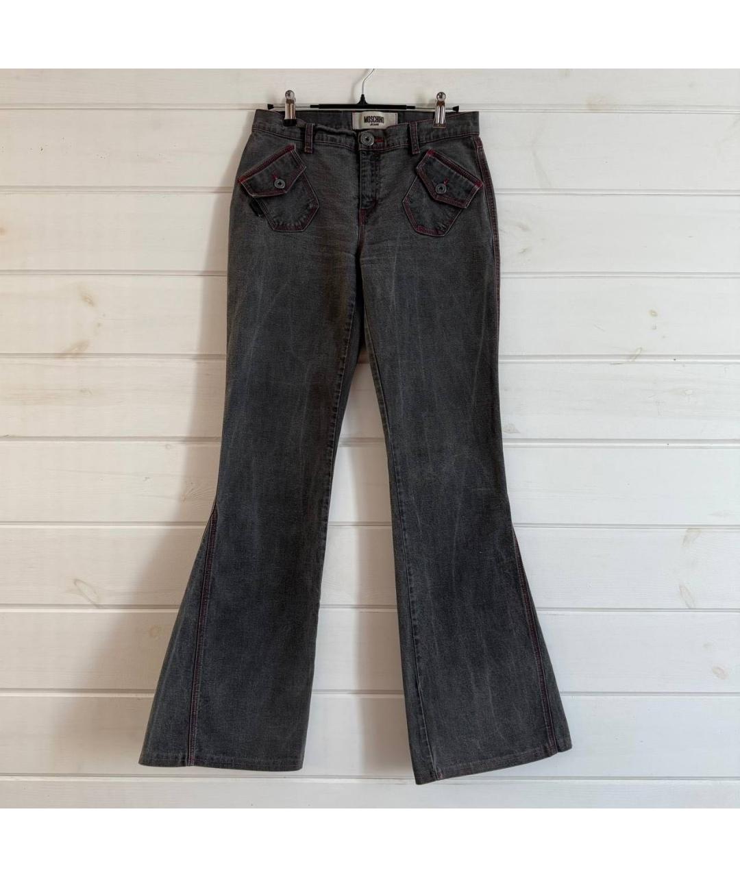 MOSCHINO JEANS Антрацитовые хлопковые джинсы клеш, фото 9