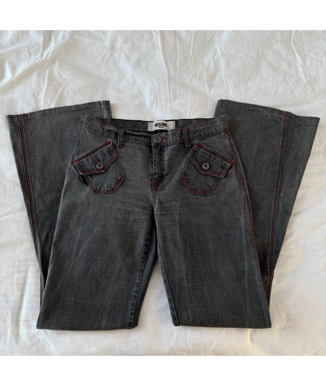 MOSCHINO JEANS Антрацитовые хлопковые джинсы клеш, фото 3