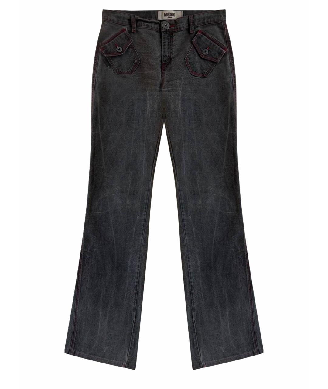 MOSCHINO JEANS Антрацитовые хлопковые джинсы клеш, фото 1