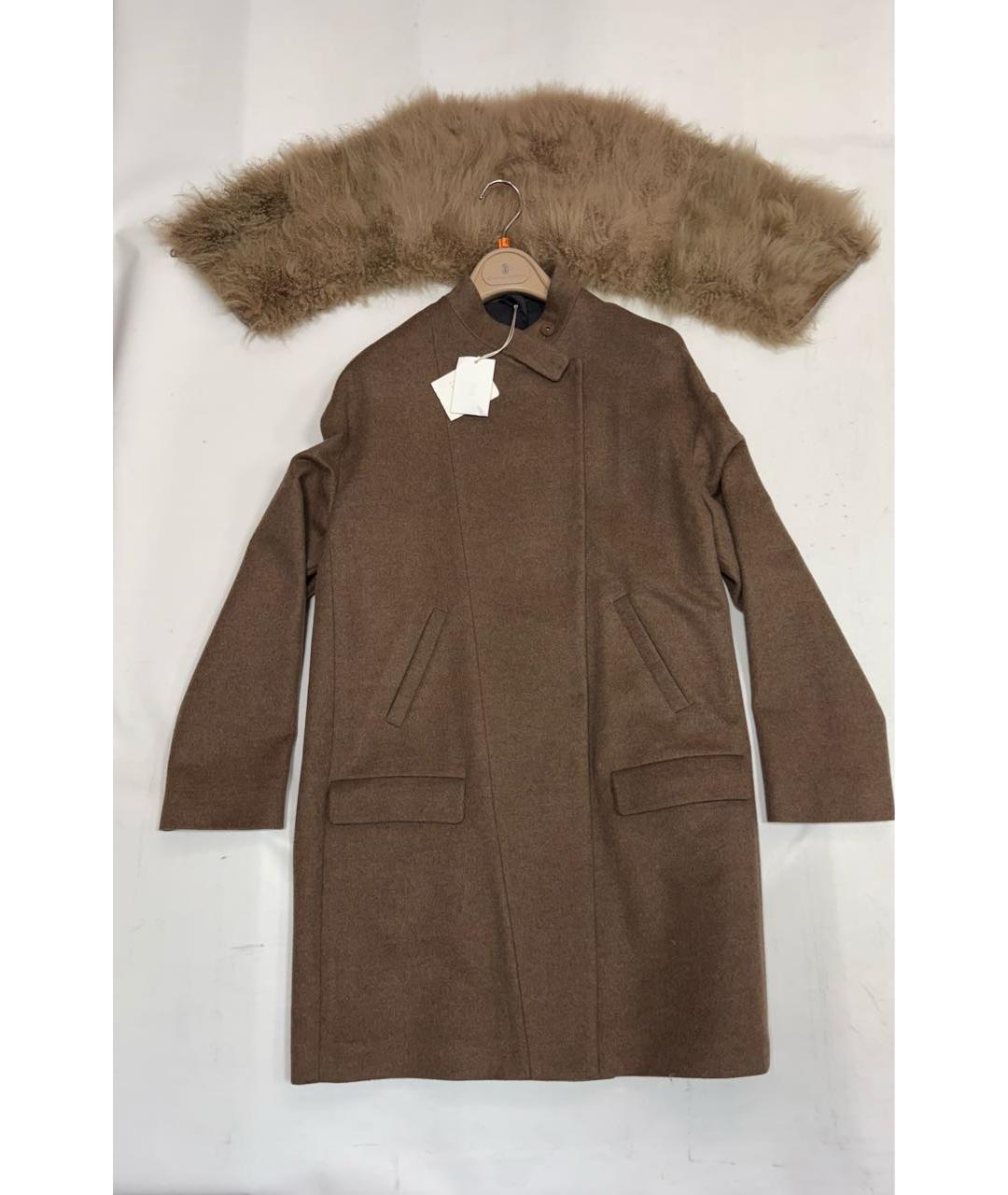 BRUNELLO CUCINELLI Коричневое шерстяное пальто, фото 2