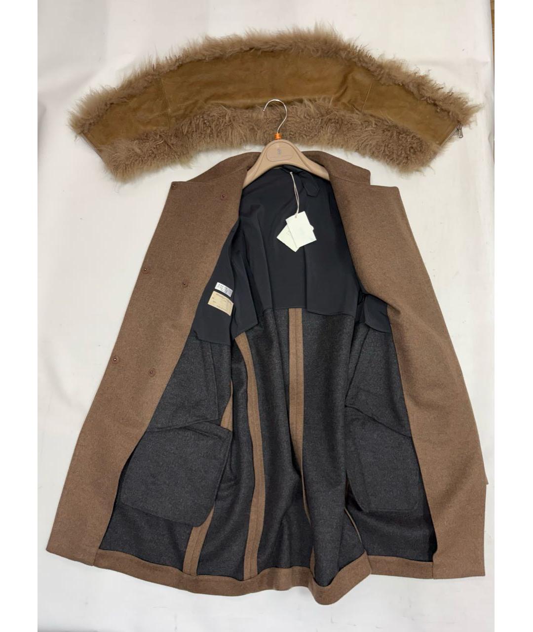 BRUNELLO CUCINELLI Коричневое шерстяное пальто, фото 4