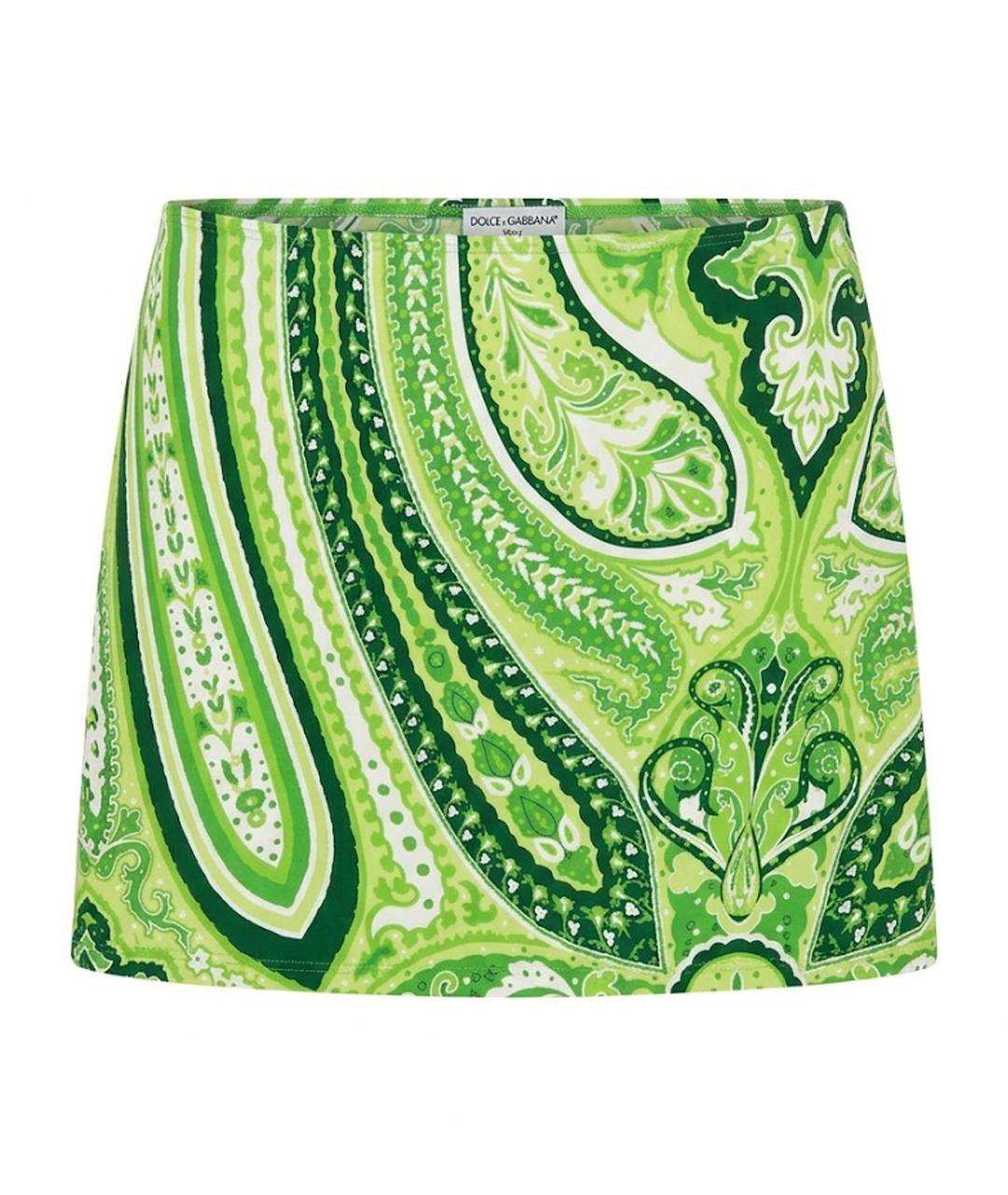 DOLCE&GABBANA Зеленая полиэстеровая юбка мини, фото 1