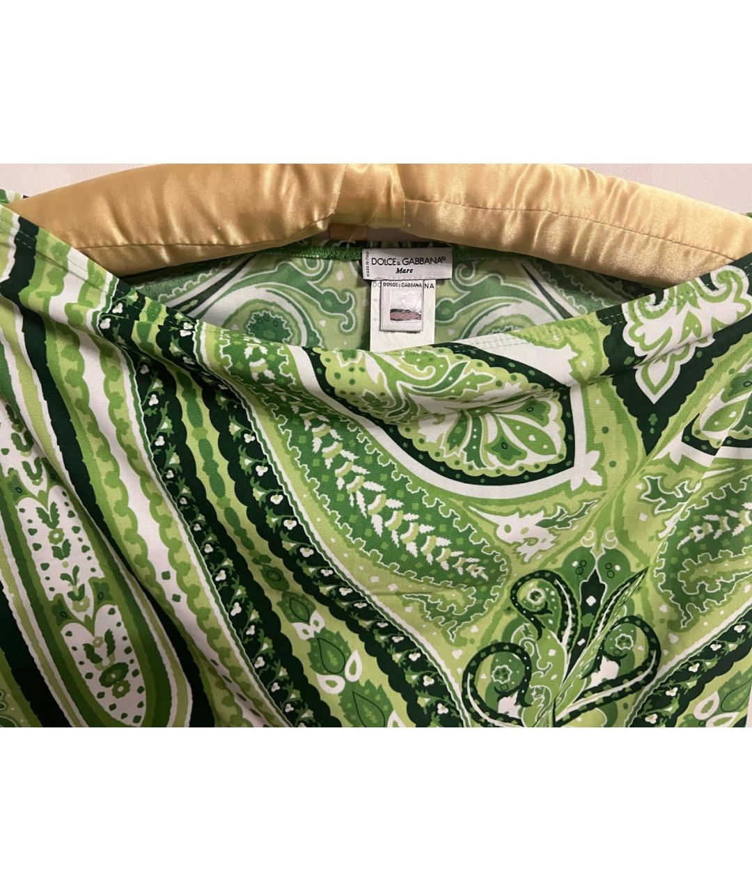DOLCE&GABBANA Зеленая полиэстеровая юбка мини, фото 3