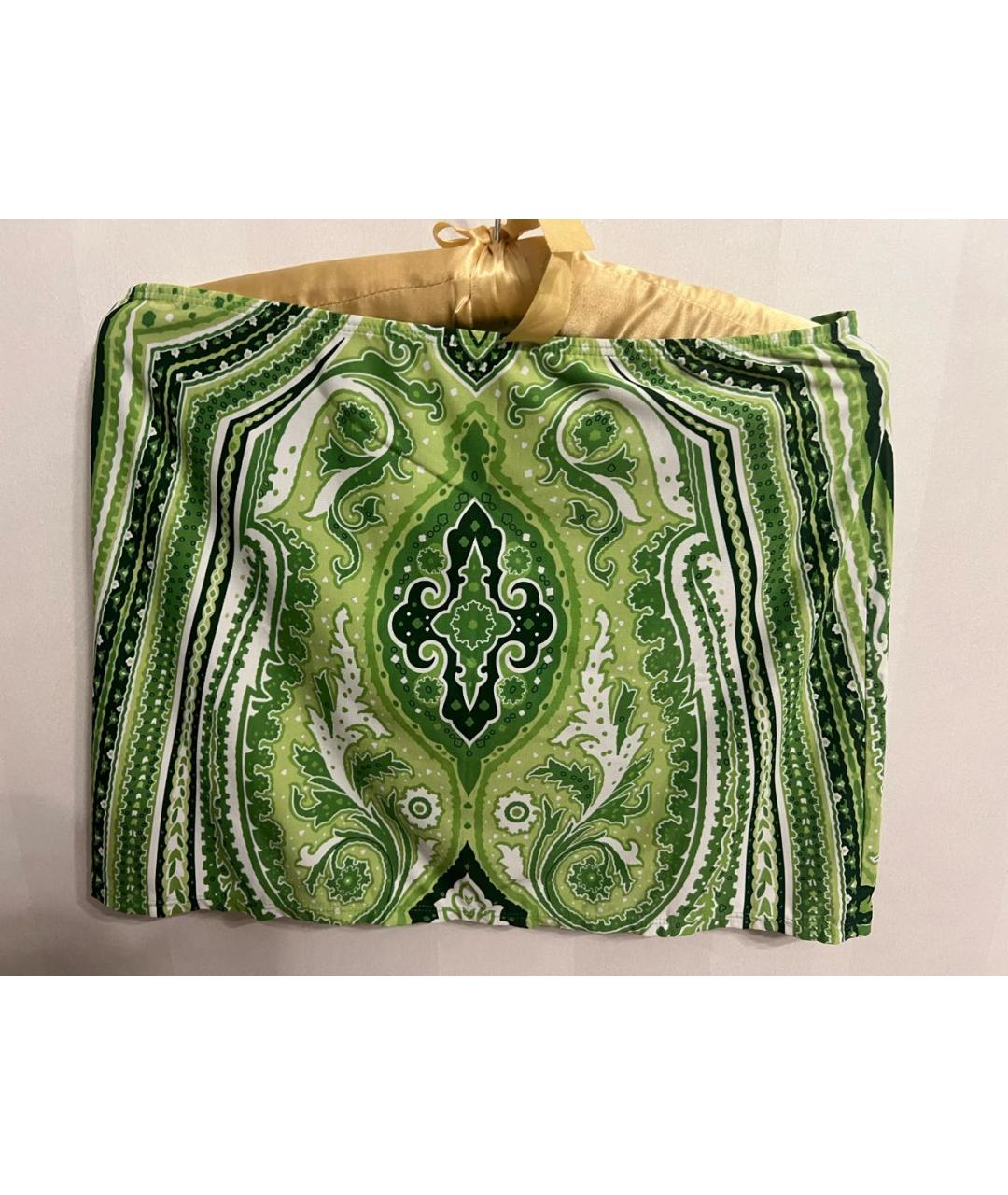 DOLCE&GABBANA Зеленая полиэстеровая юбка мини, фото 2