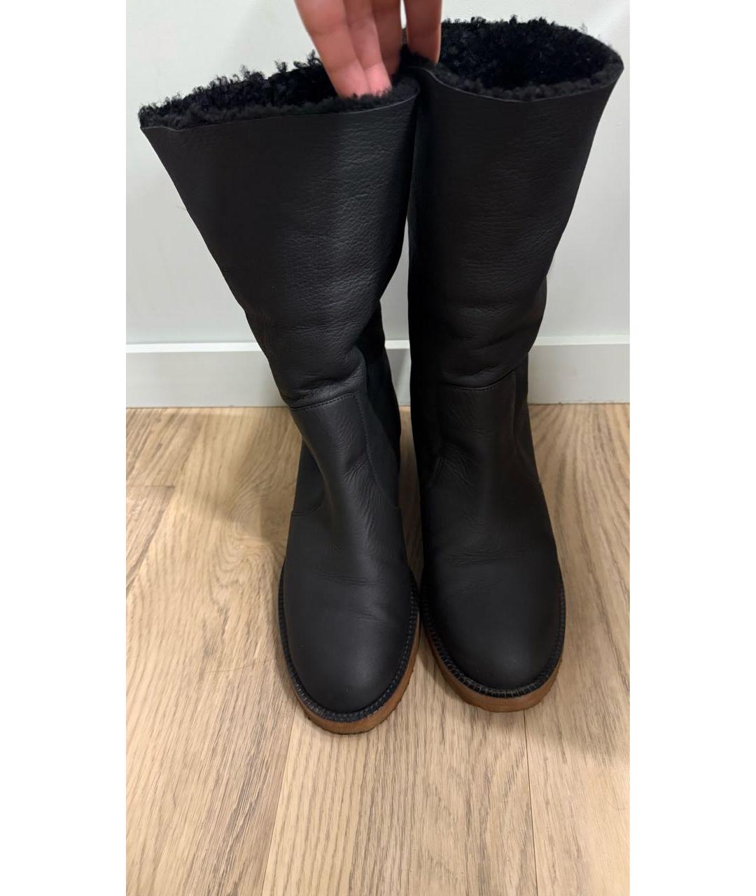 CHANEL Черные кожаные сапоги, фото 2
