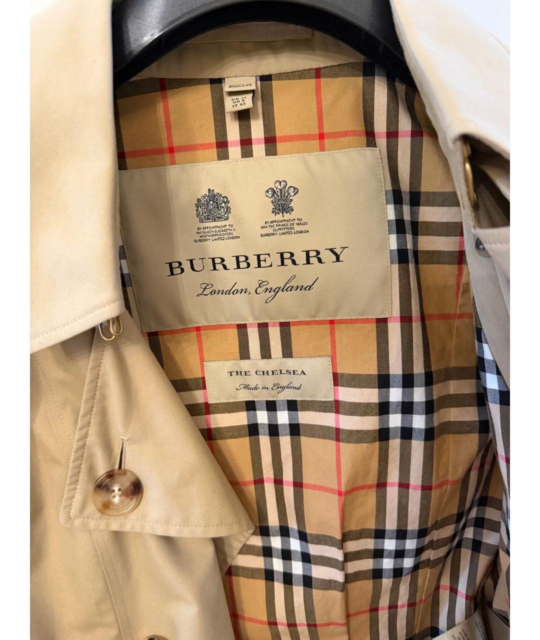 BURBERRY Бежевый хлопковый тренч/плащ, фото 3