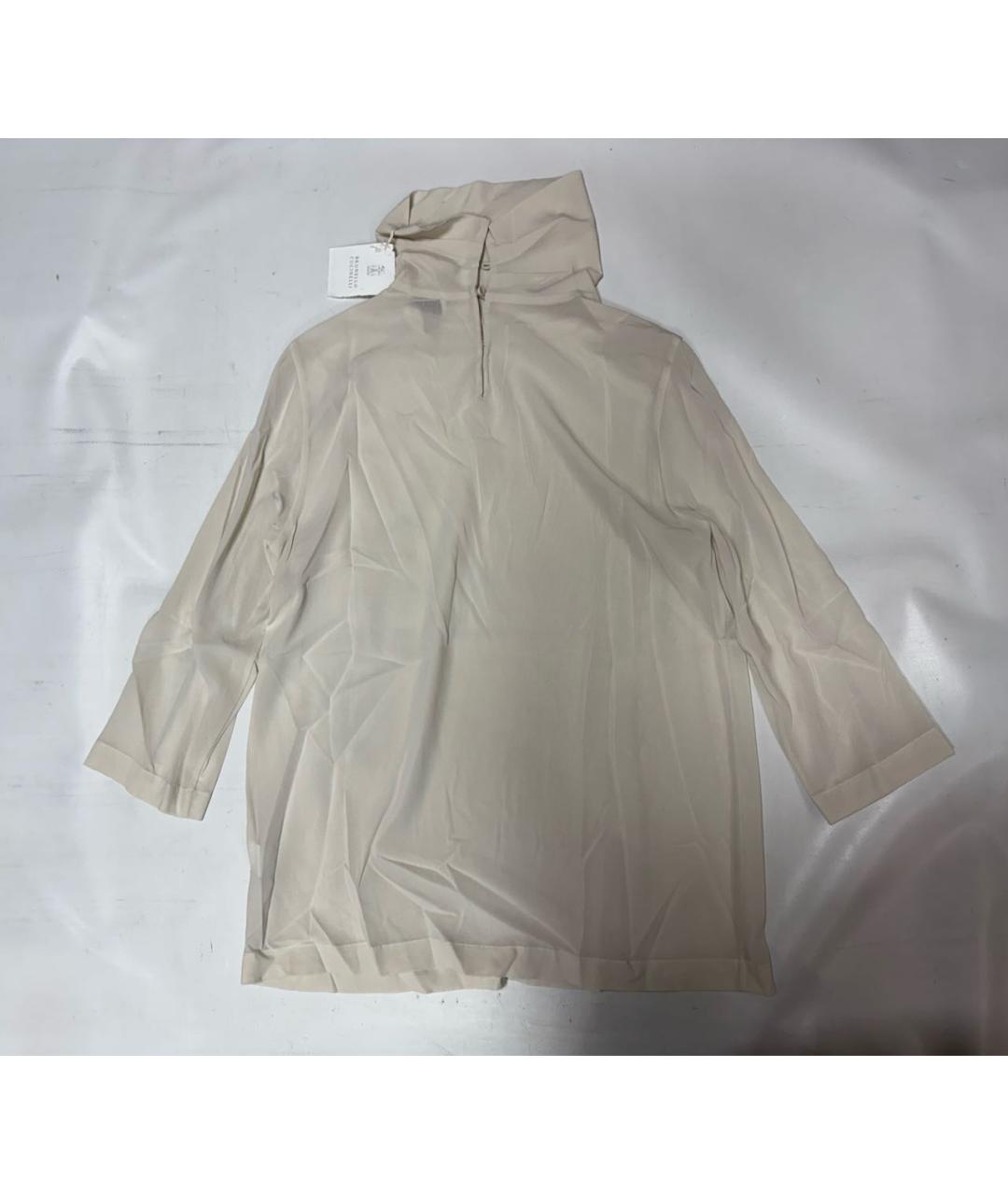 BRUNELLO CUCINELLI Бежевая шелковая рубашка, фото 6