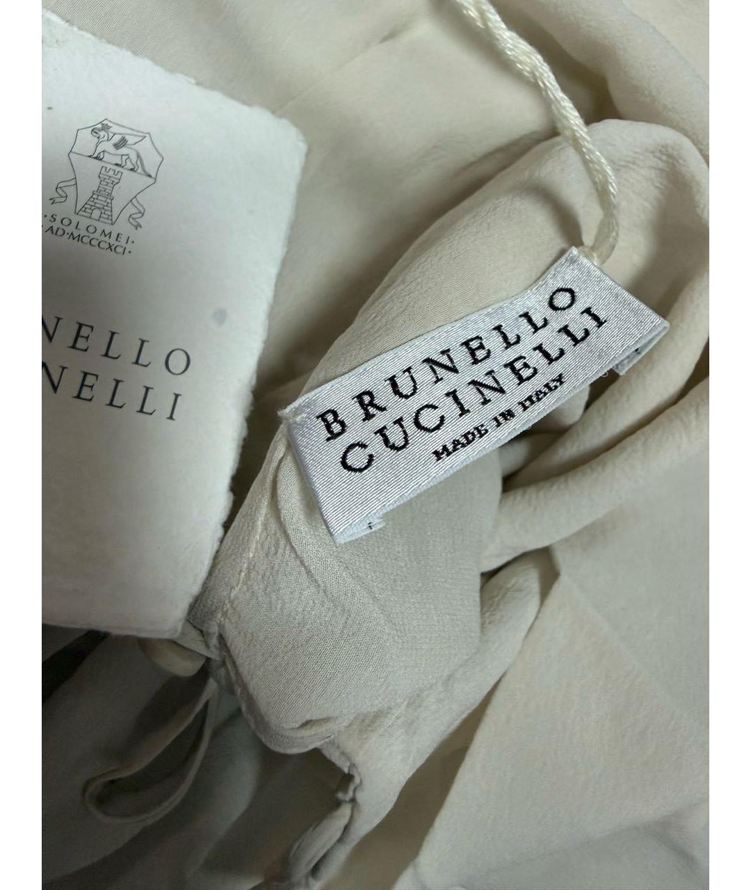 BRUNELLO CUCINELLI Бежевая шелковая рубашка, фото 4