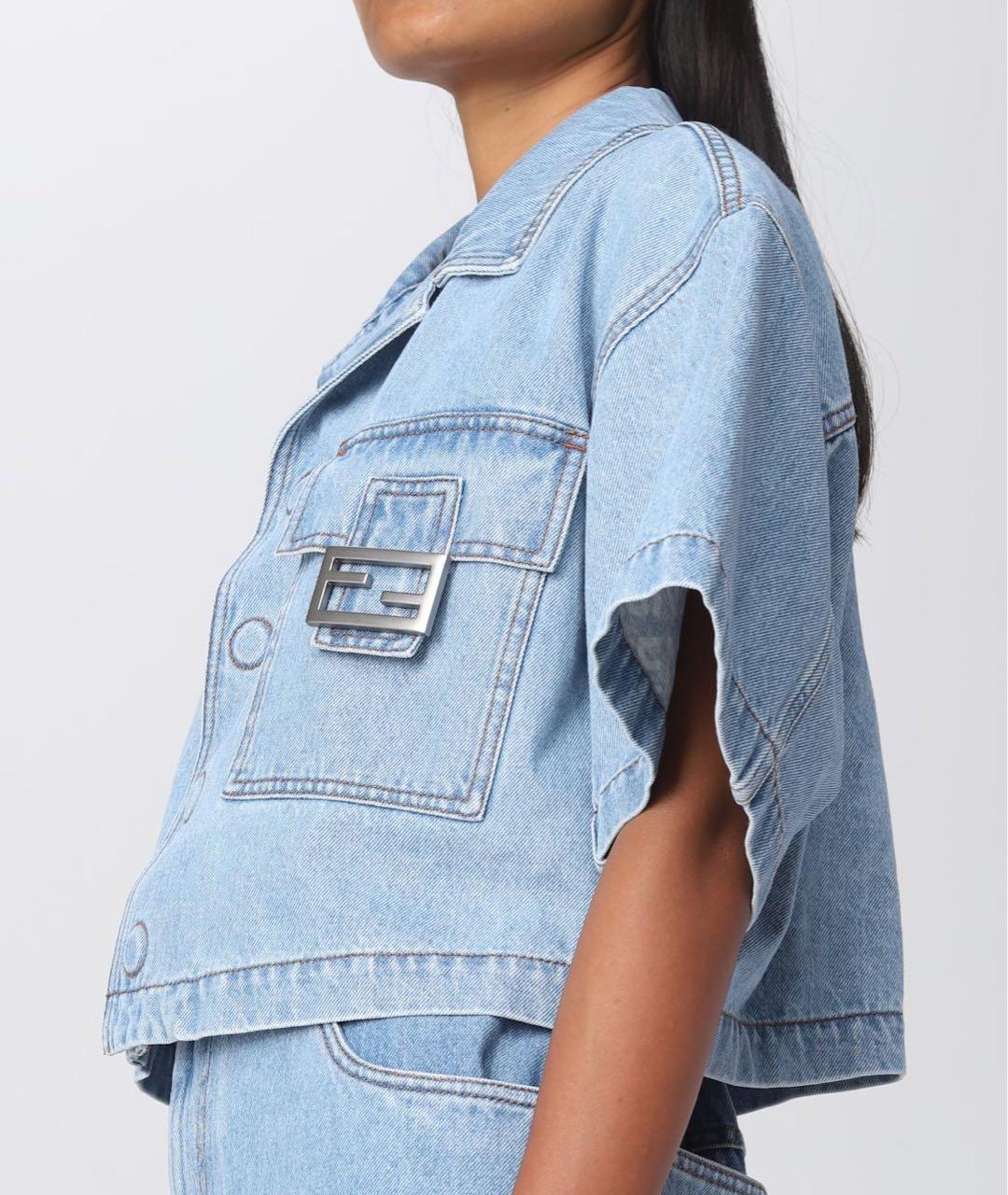 FENDI Серая деним куртка, фото 3