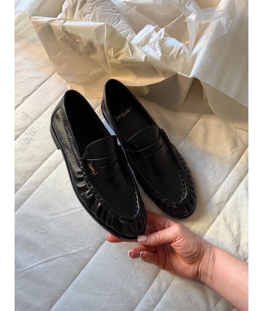 SAINT LAURENT Черные кожаные лоферы, фото 2