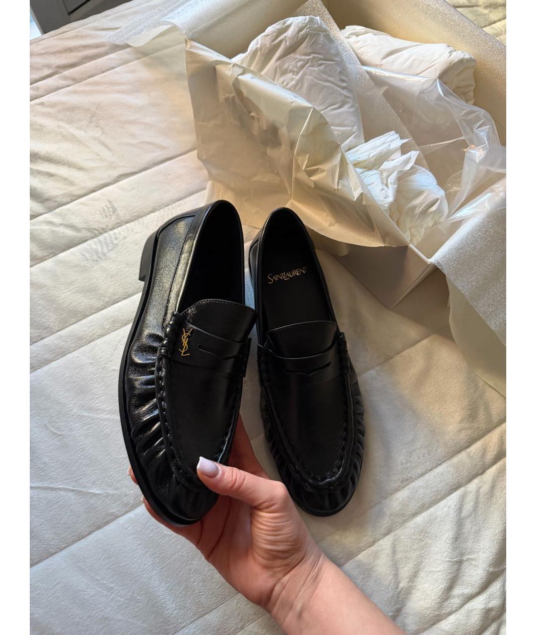 SAINT LAURENT Черные кожаные лоферы, фото 4