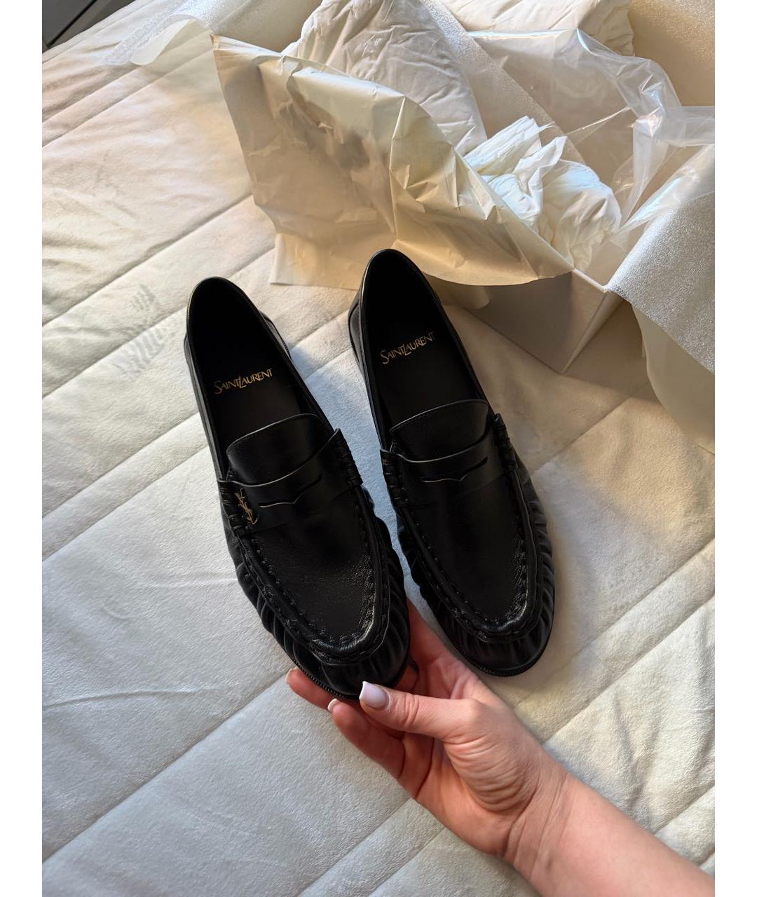 SAINT LAURENT Черные кожаные лоферы, фото 3