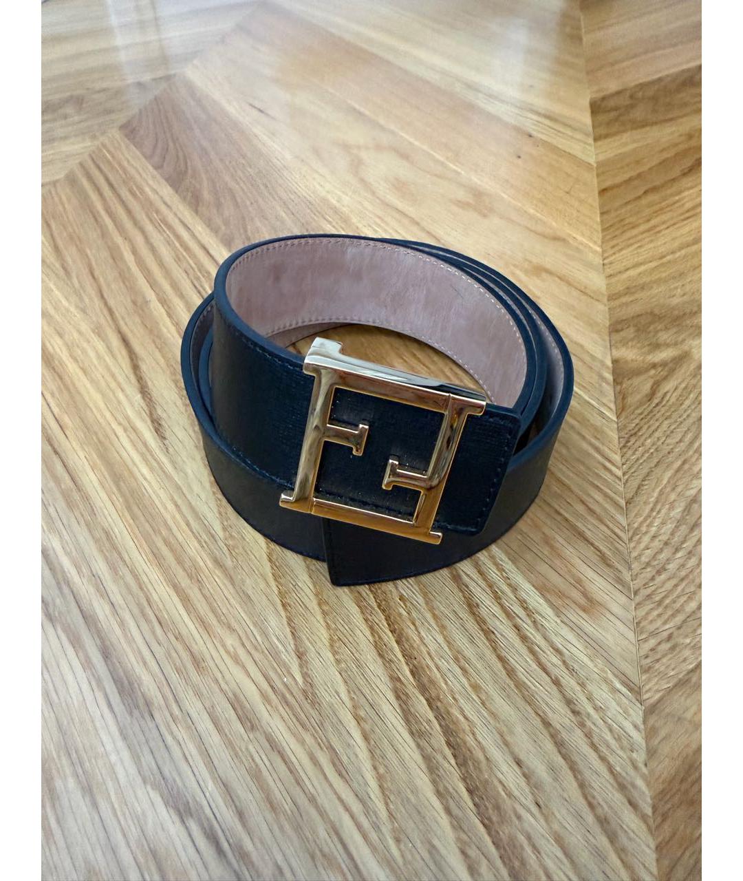 FENDI Черный кожаный ремень, фото 3