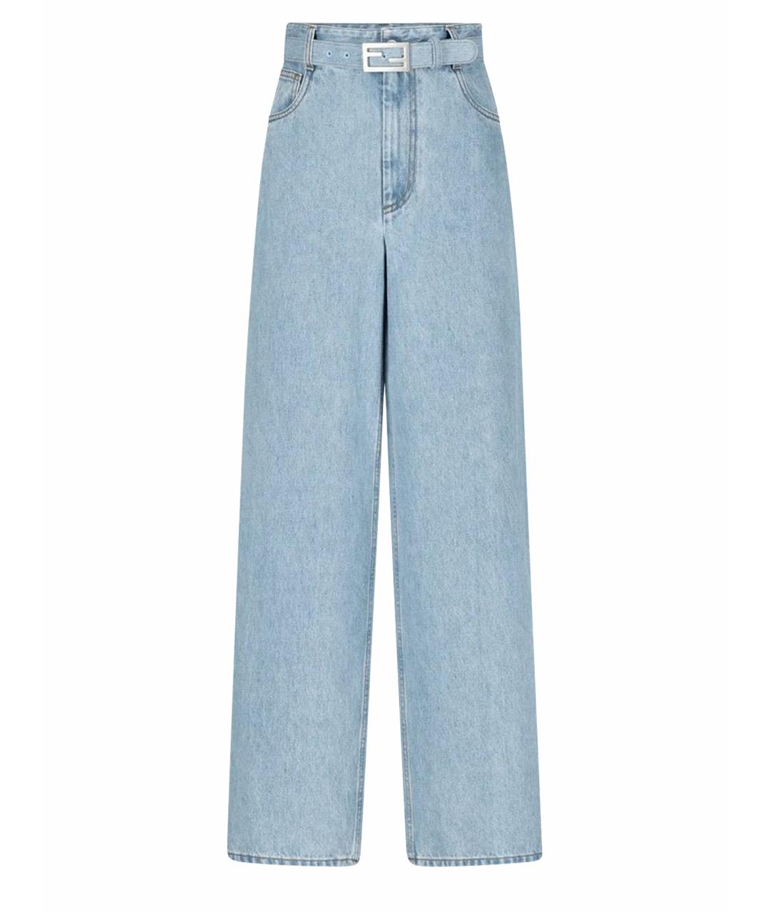 FENDI Серые хлопковые прямые джинсы, фото 1