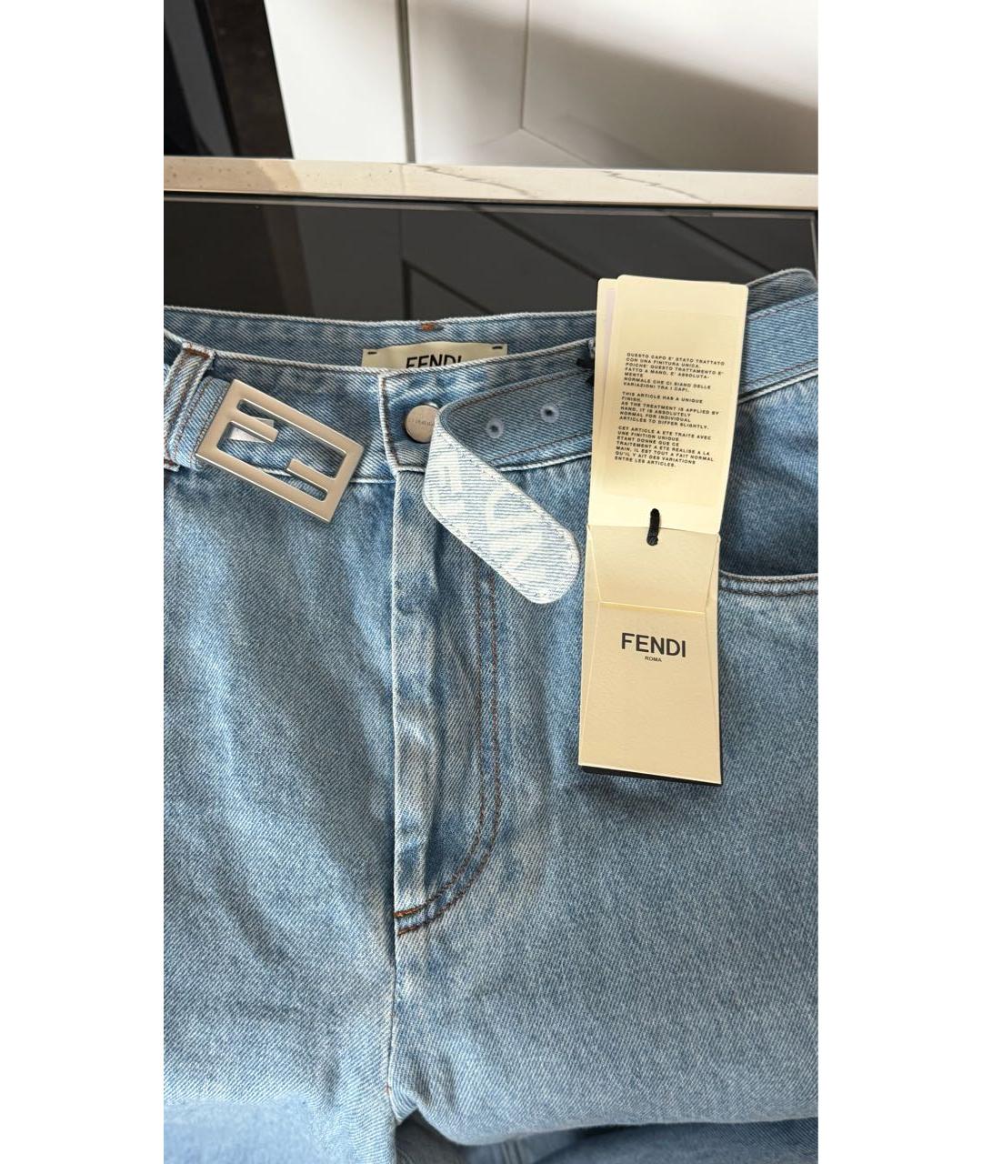 FENDI Серые хлопковые прямые джинсы, фото 7
