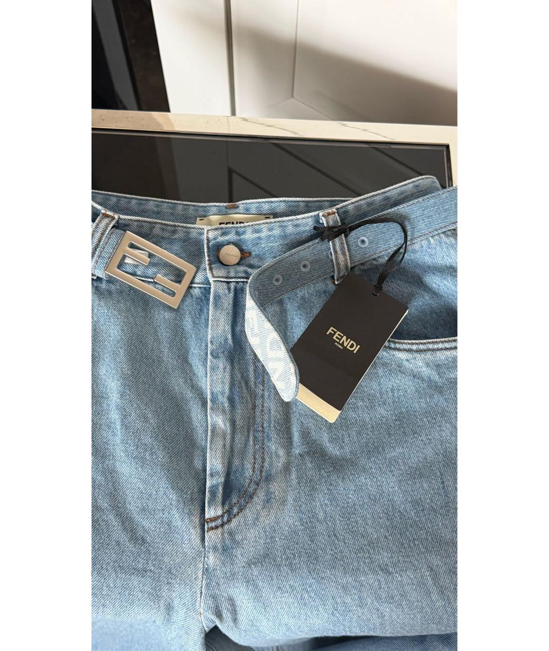 FENDI Серые хлопковые прямые джинсы, фото 6