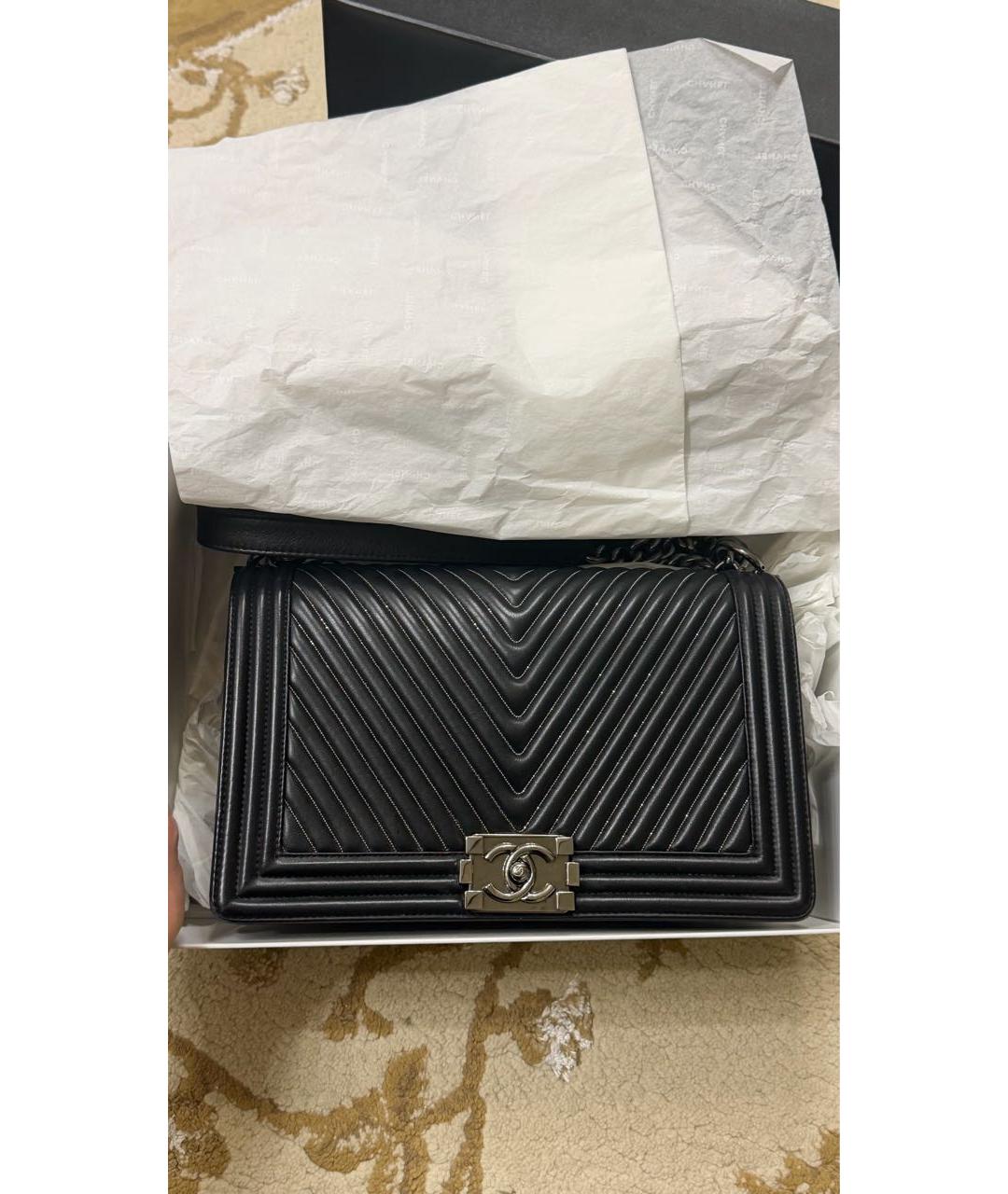 CHANEL Черная кожаная сумка через плечо, фото 8