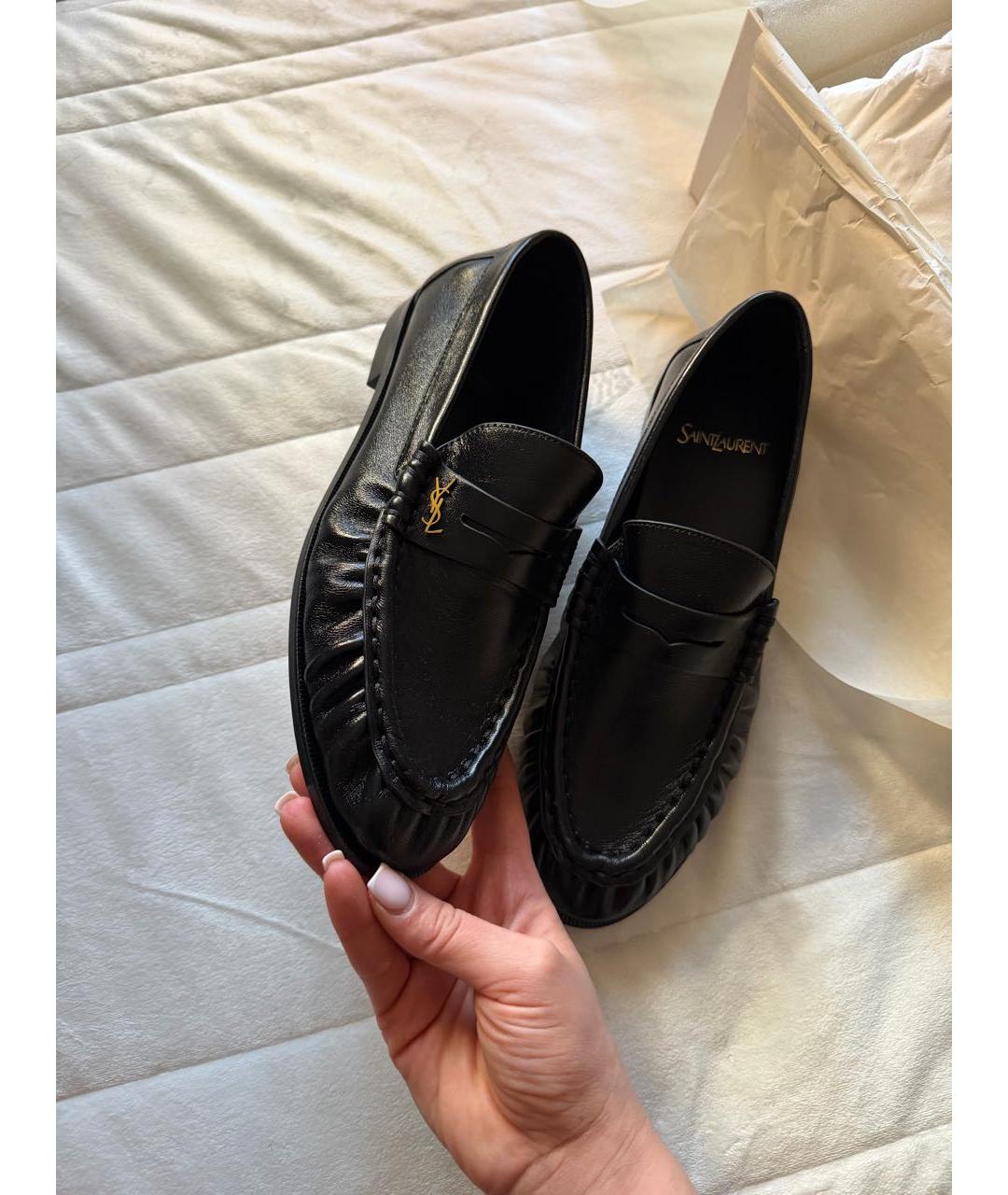 SAINT LAURENT Черные кожаные лоферы, фото 3