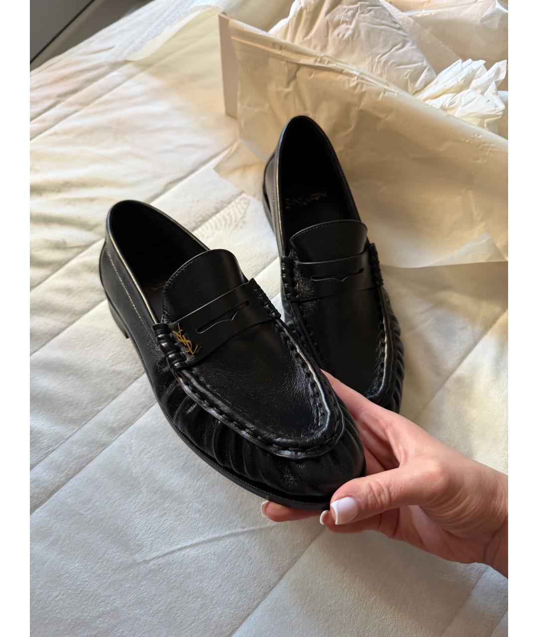 SAINT LAURENT Черные кожаные лоферы, фото 2