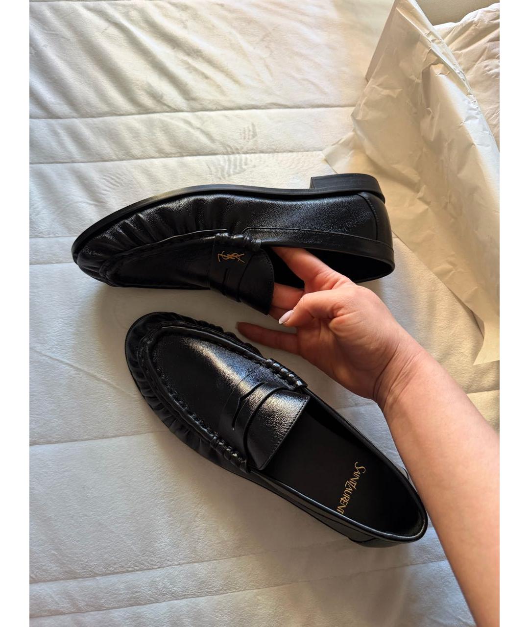 SAINT LAURENT Черные кожаные лоферы, фото 4