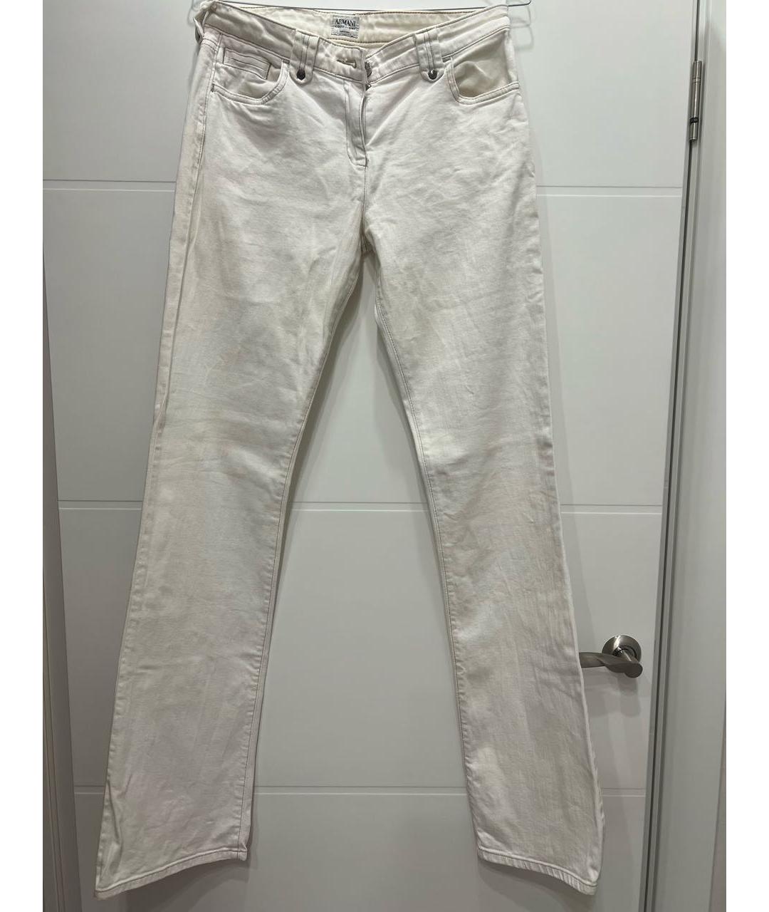 ARMANI COLLEZIONI Белые хлопко-эластановые прямые джинсы, фото 6