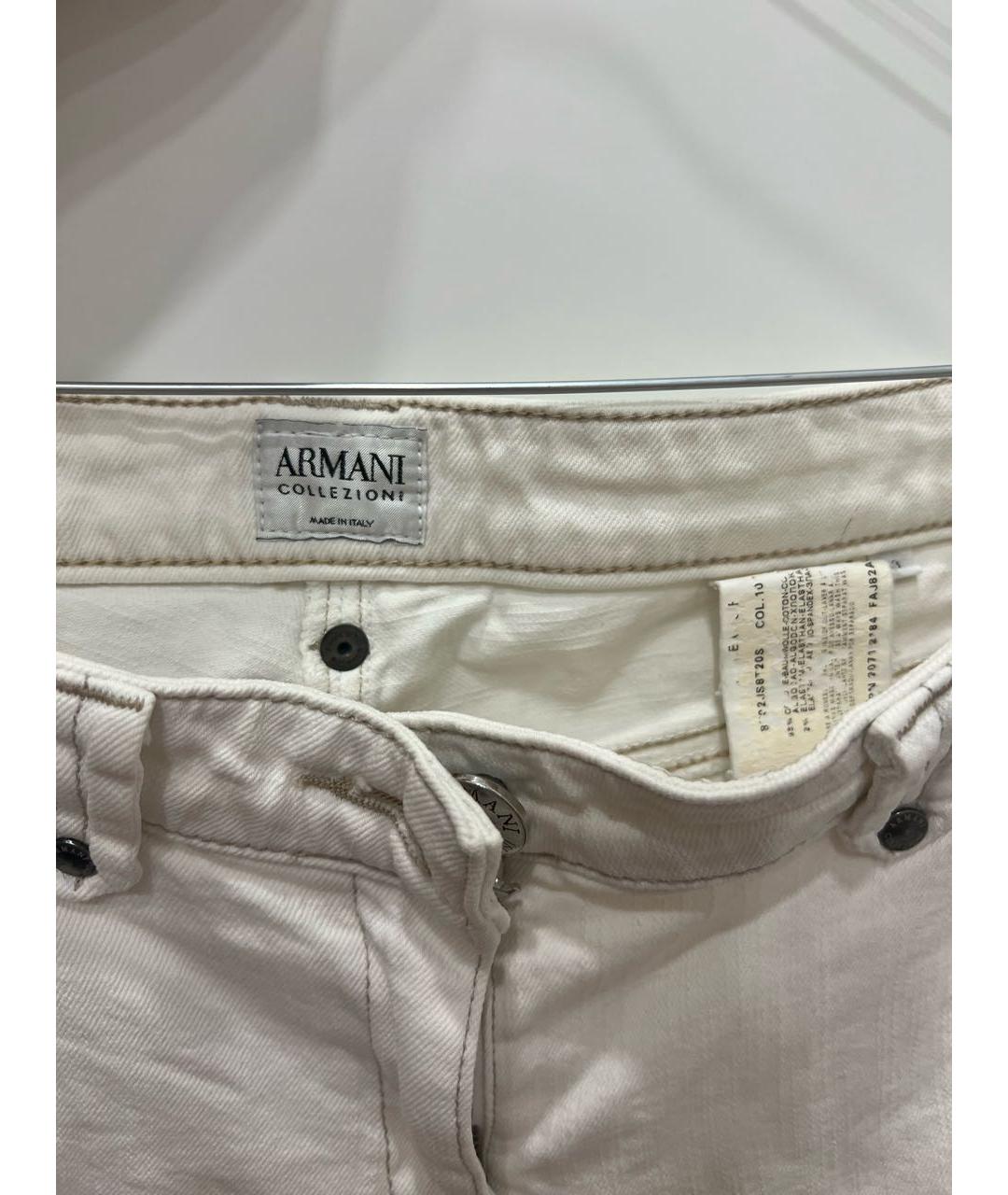 ARMANI COLLEZIONI Белые хлопко-эластановые прямые джинсы, фото 3