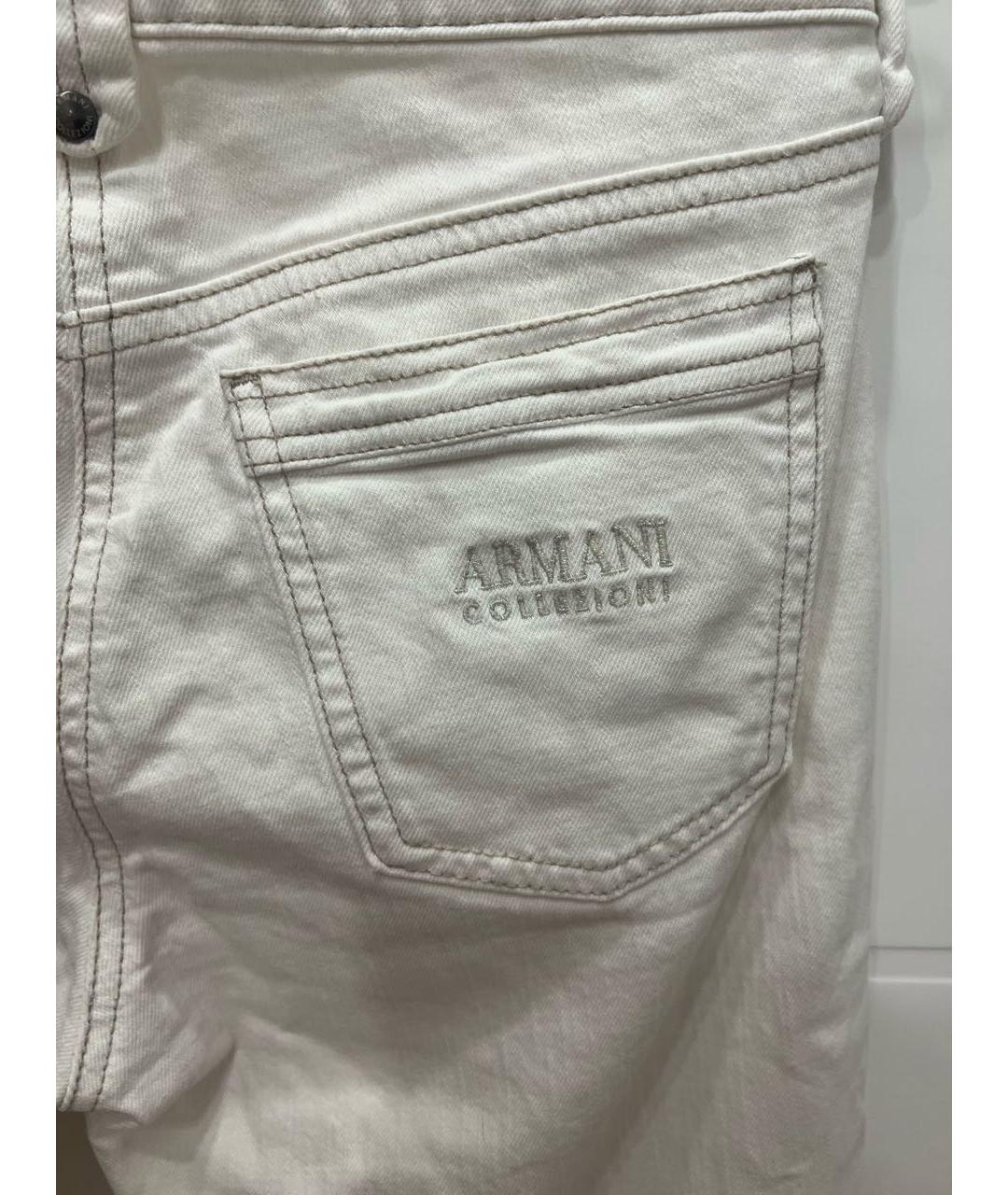 ARMANI COLLEZIONI Белые хлопко-эластановые прямые джинсы, фото 4