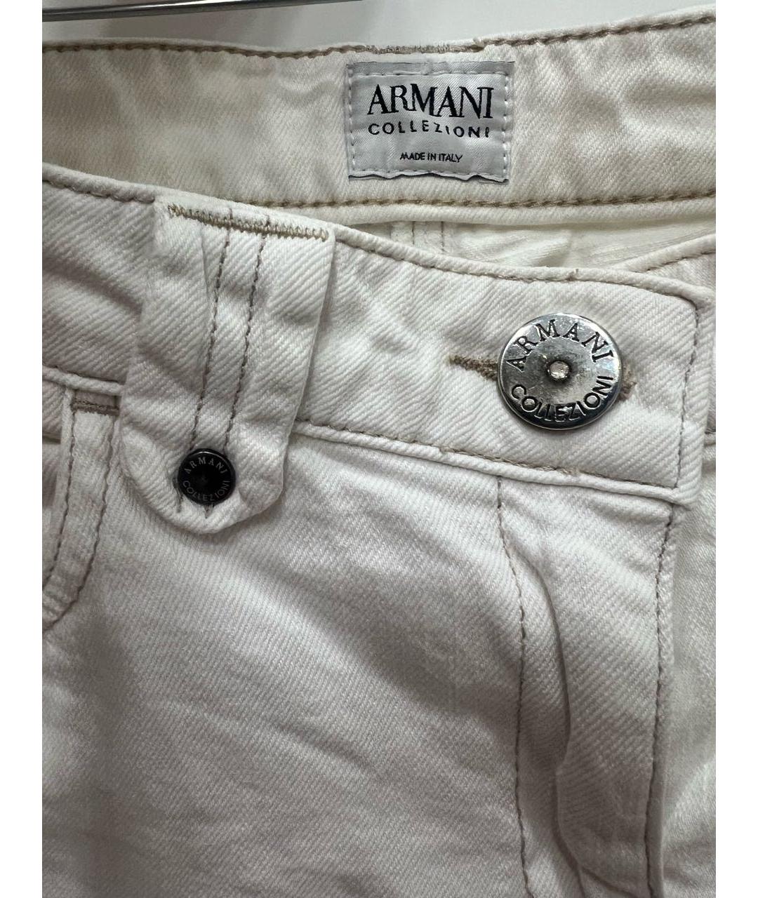 ARMANI COLLEZIONI Белые хлопко-эластановые прямые джинсы, фото 5