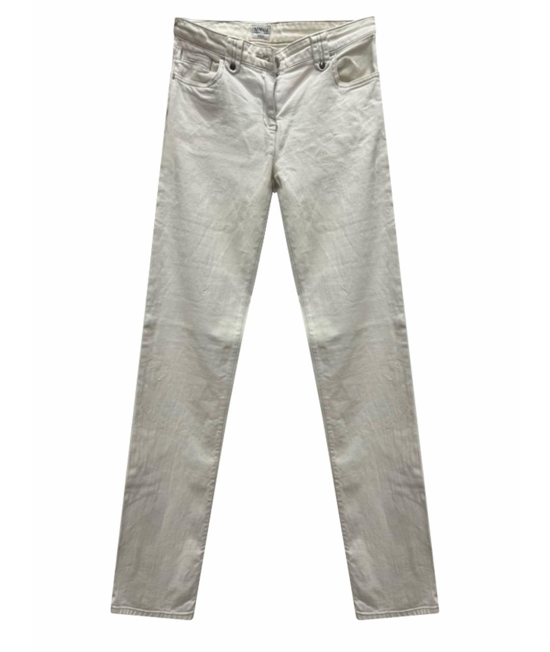ARMANI COLLEZIONI Белые хлопко-эластановые прямые джинсы, фото 1