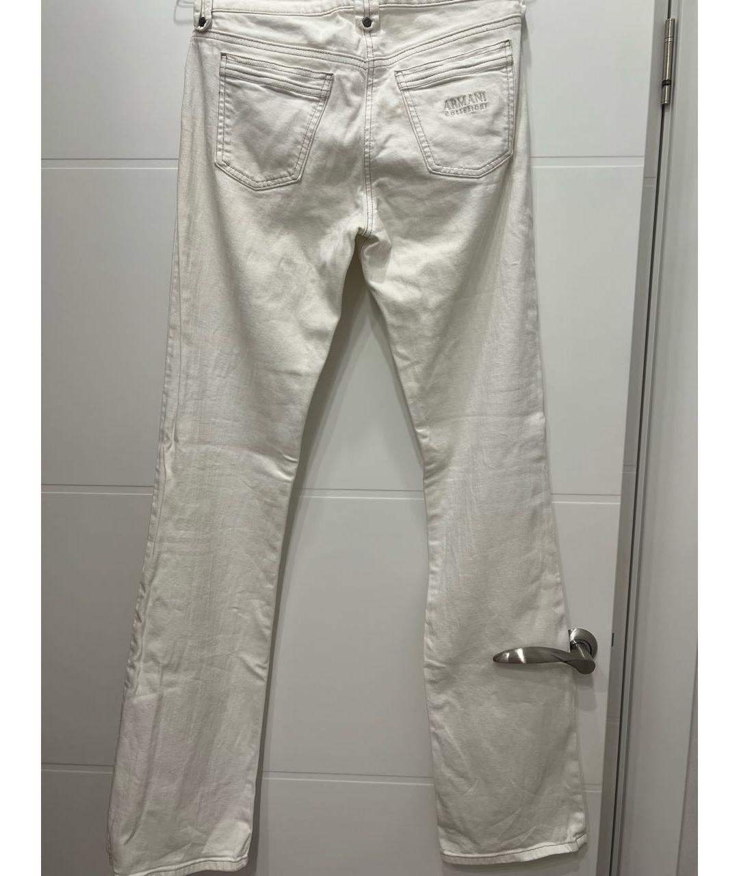 ARMANI COLLEZIONI Белые хлопко-эластановые прямые джинсы, фото 2