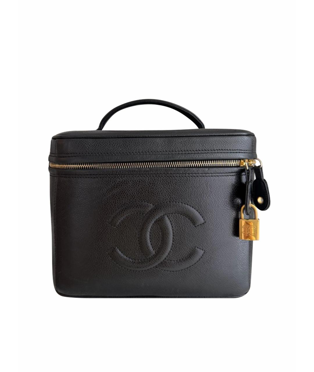 CHANEL Черная кожаная сумка с короткими ручками, фото 1