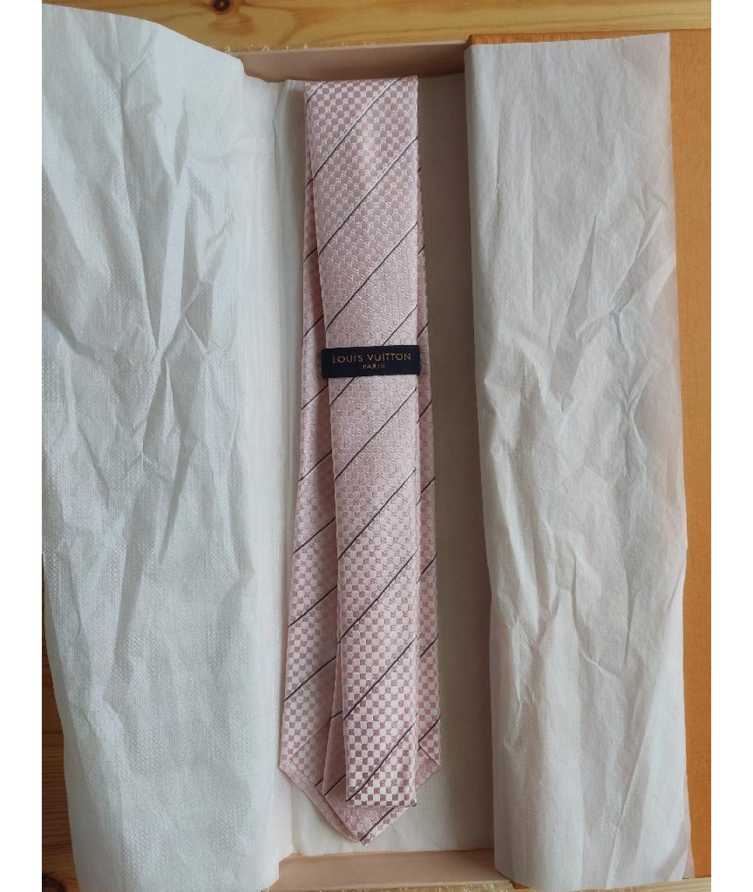 LOUIS VUITTON Розовый шелковый галстук, фото 2