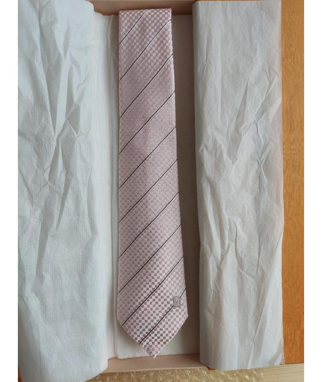 LOUIS VUITTON Розовый шелковый галстук, фото 5