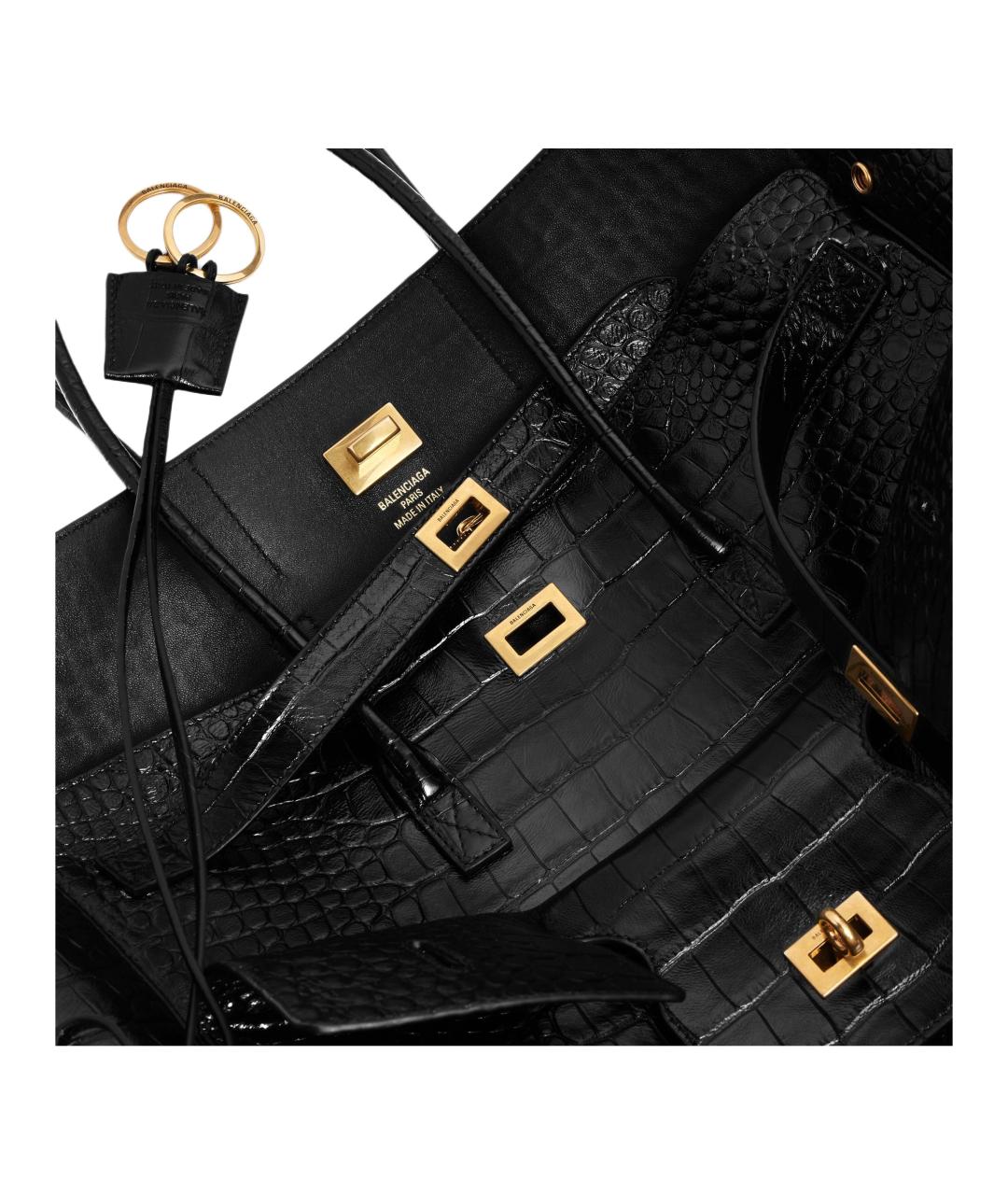 BALENCIAGA Черная сумка тоут из лакированной кожи, фото 5