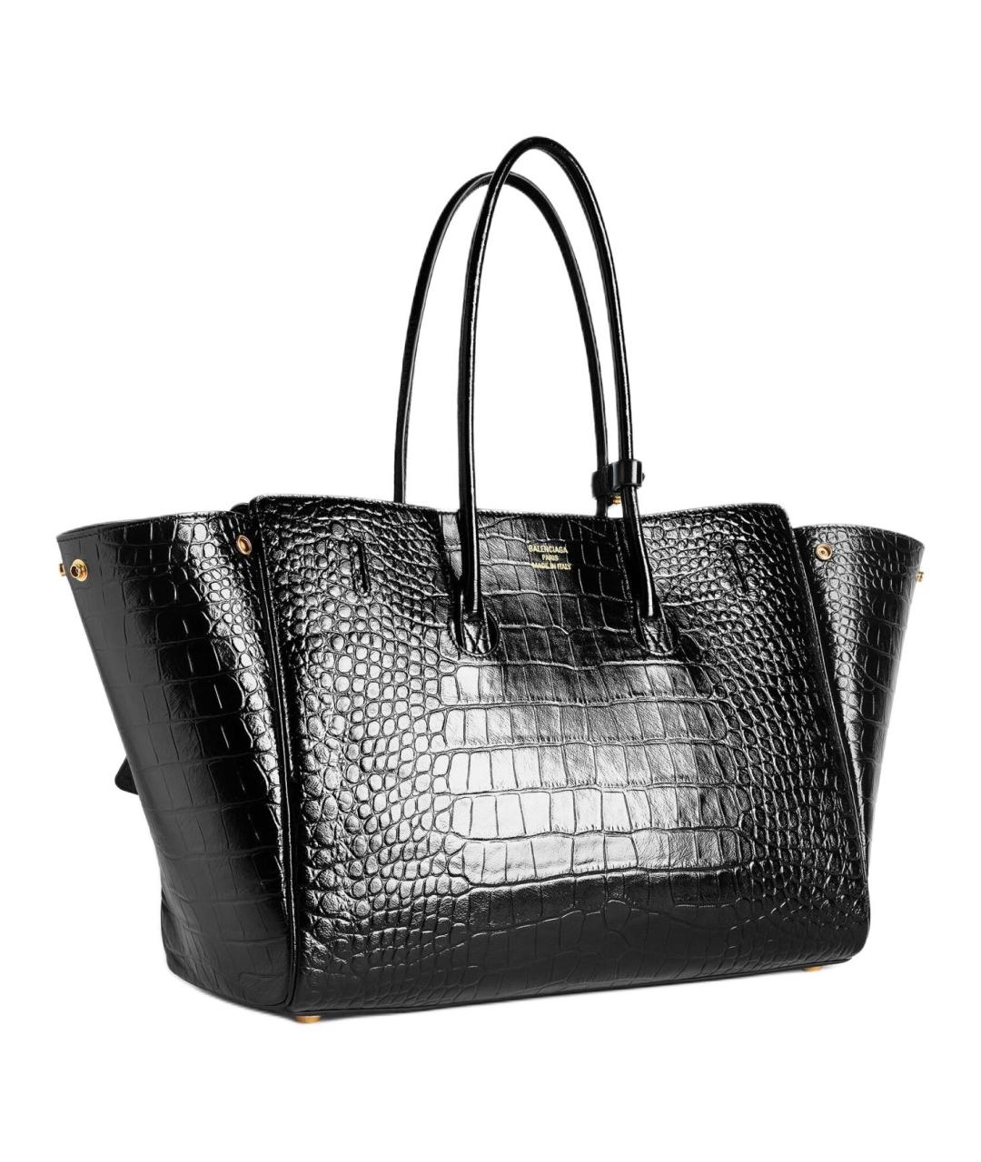 BALENCIAGA Черная сумка тоут из лакированной кожи, фото 3