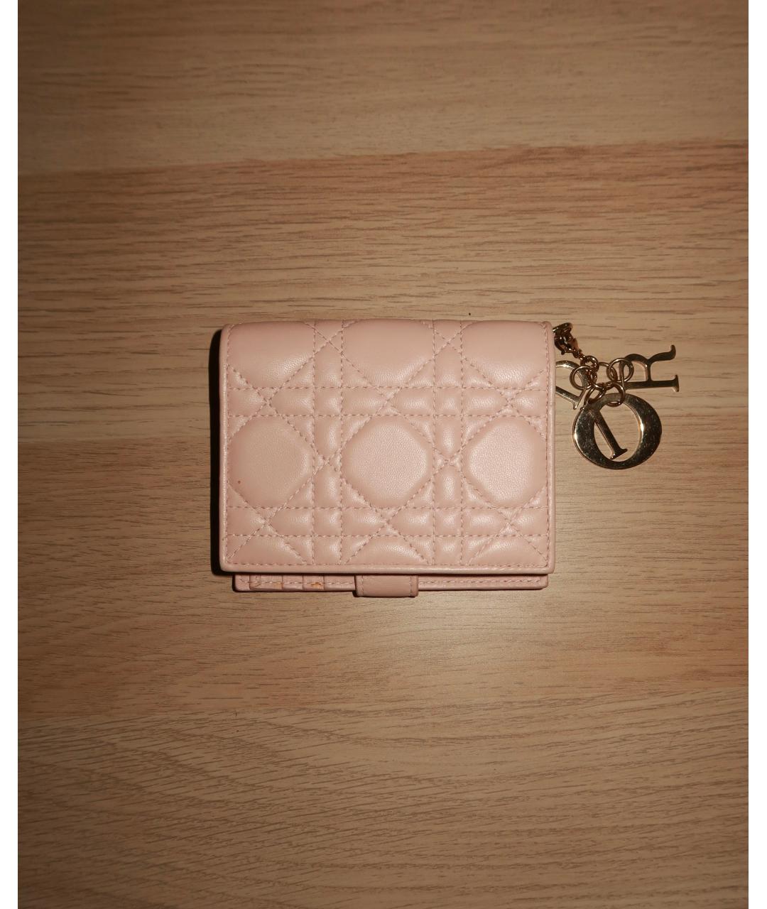 CHRISTIAN DIOR Розовый кожаный кошелек, фото 2