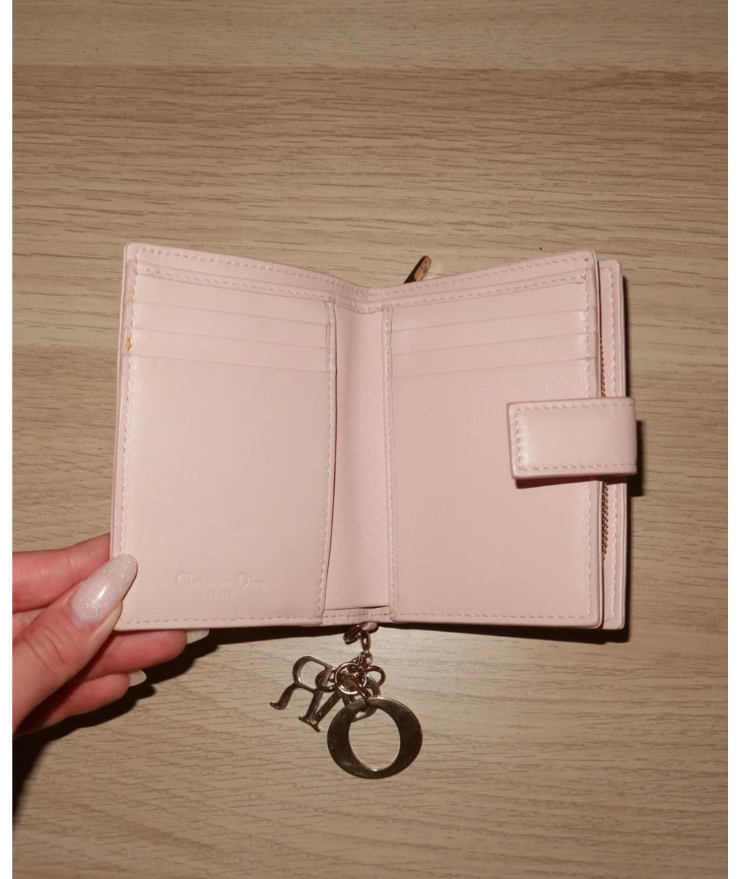 CHRISTIAN DIOR Розовый кожаный кошелек, фото 3