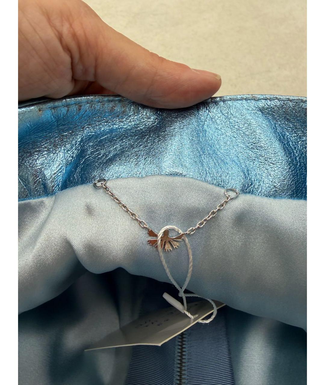 YANA RASKOVALOVA Голубая кожаная юбка мини, фото 3