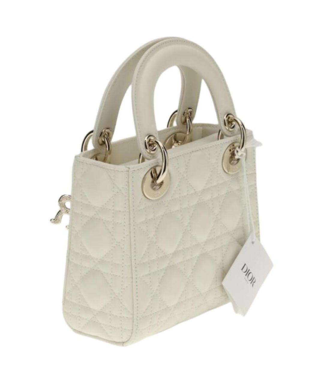 CHRISTIAN DIOR Белая кожаная сумка с короткими ручками, фото 3