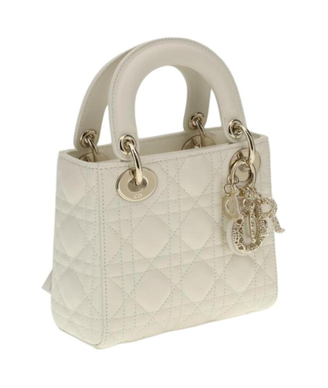 CHRISTIAN DIOR Белая кожаная сумка с короткими ручками, фото 2