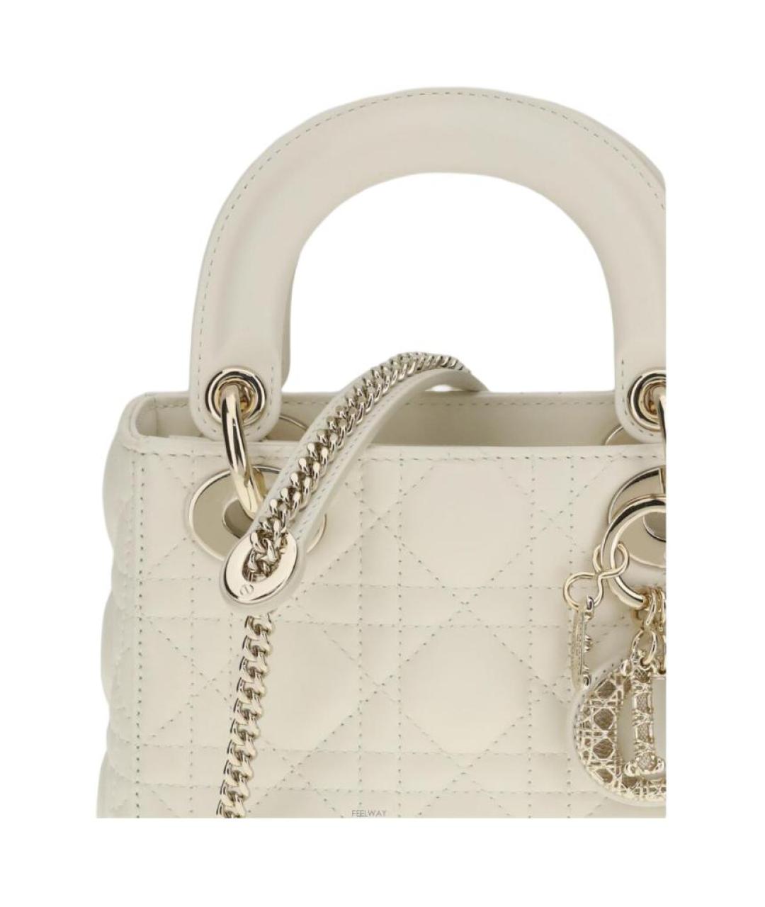 CHRISTIAN DIOR Белая кожаная сумка с короткими ручками, фото 4