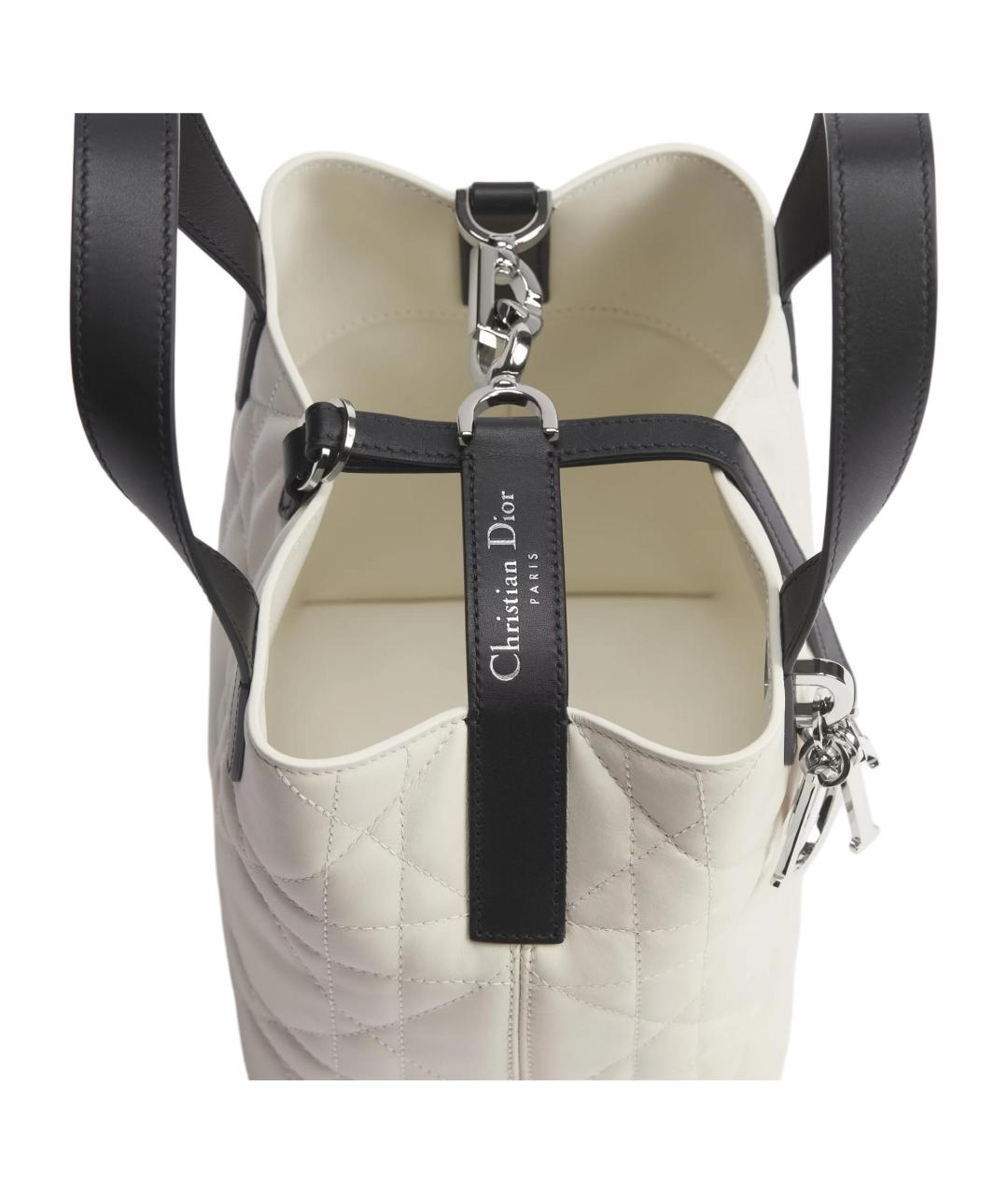 CHRISTIAN DIOR Белая кожаная сумка с короткими ручками, фото 5