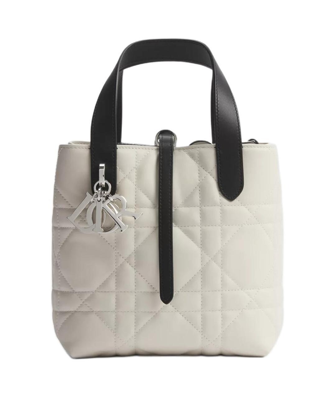 CHRISTIAN DIOR Белая кожаная сумка с короткими ручками, фото 1