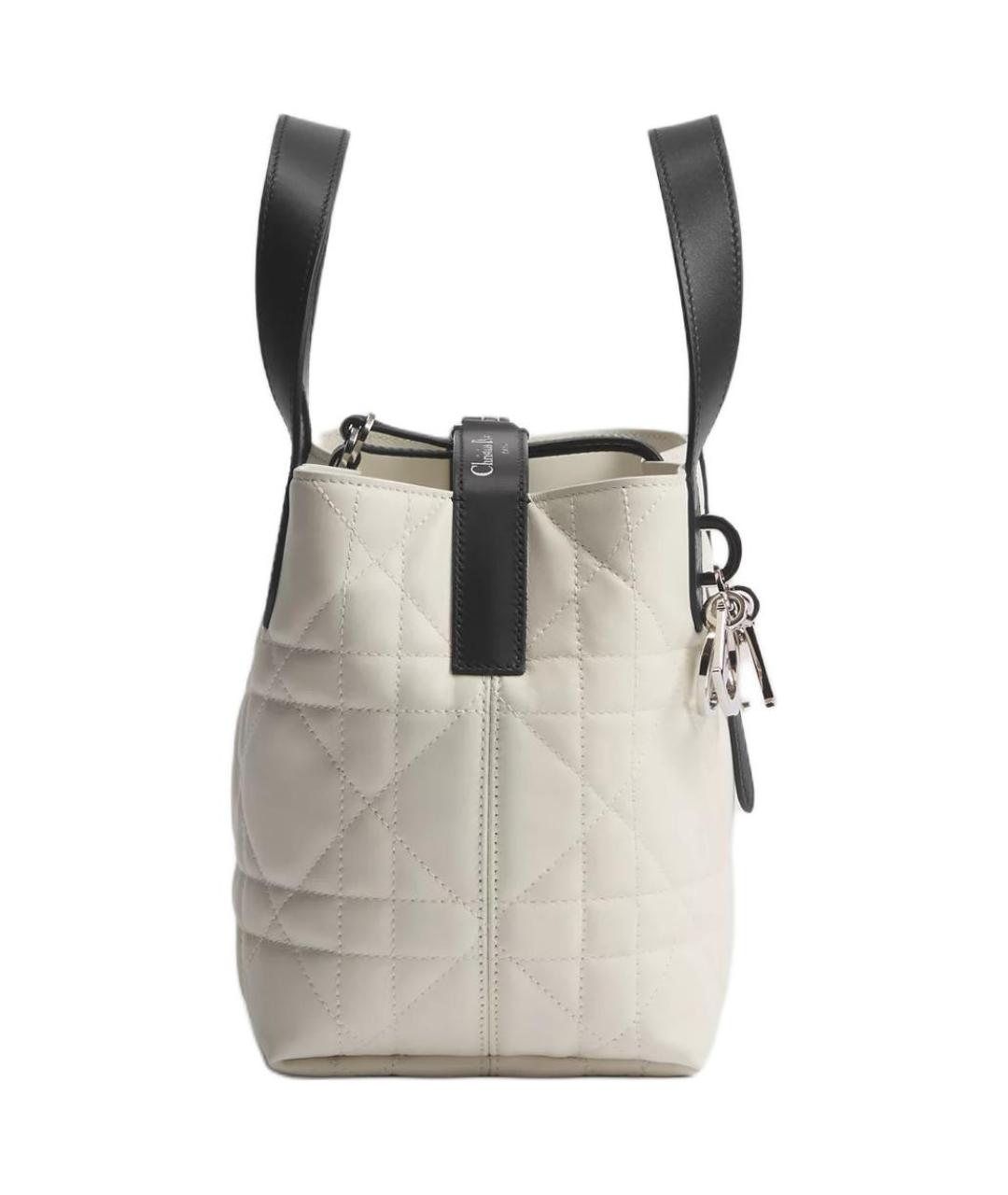 CHRISTIAN DIOR Белая кожаная сумка с короткими ручками, фото 3